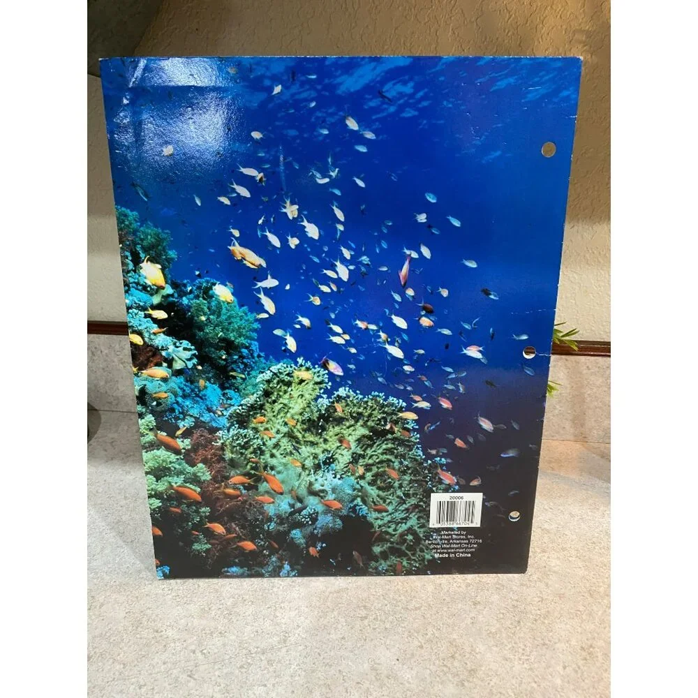 Vintage Underwater Coral Reef 2-Pocket Folder With Notebook Paper Storage For Sc